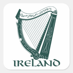 Ireland Harp Design, Irish Harp Square Sticker