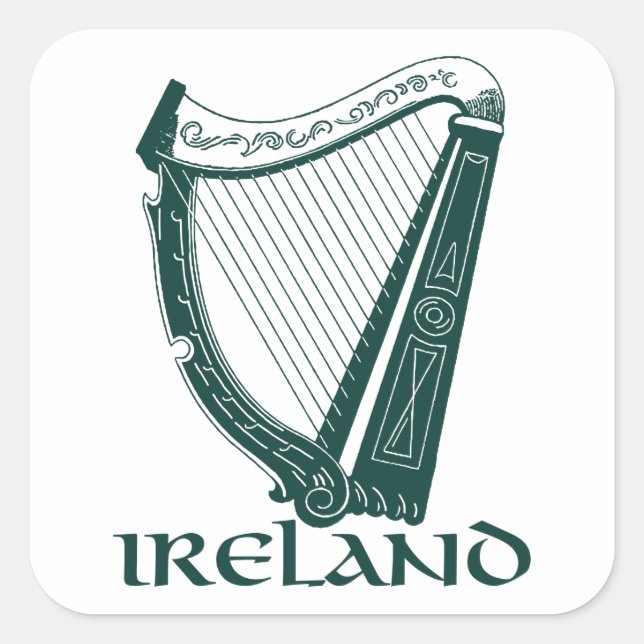 Ireland Harp Design, Irish Harp Square Sticker (Front)