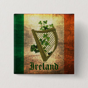 Ireland Harp Flag Digital Art Button