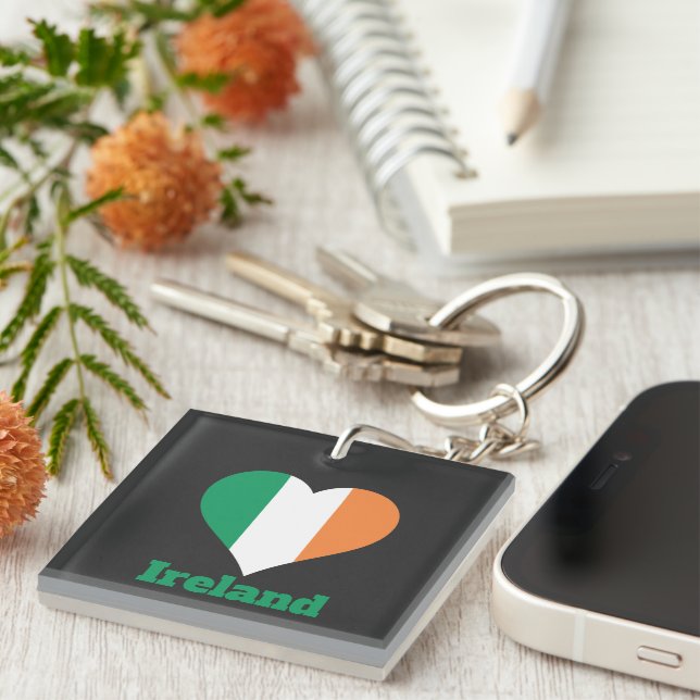 Ireland Heart Flag Key Ring (Front Right)