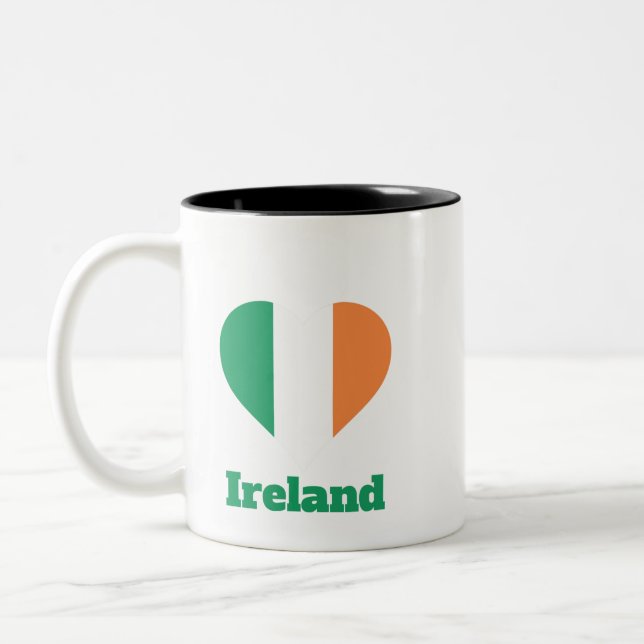 Ireland Heart Flag Two-Tone Coffee Mug (Left)
