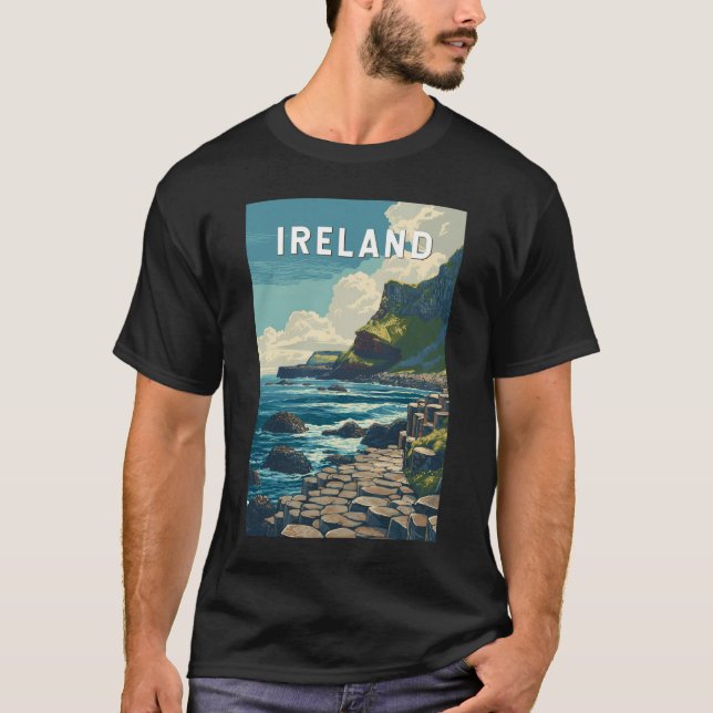 Ireland Illustration Travel Art Vintage T-Shirt (Front)