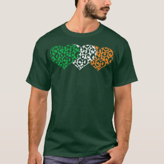 Ireland Irish Animal Cheetah Leopard Print Hearts T-Shirt