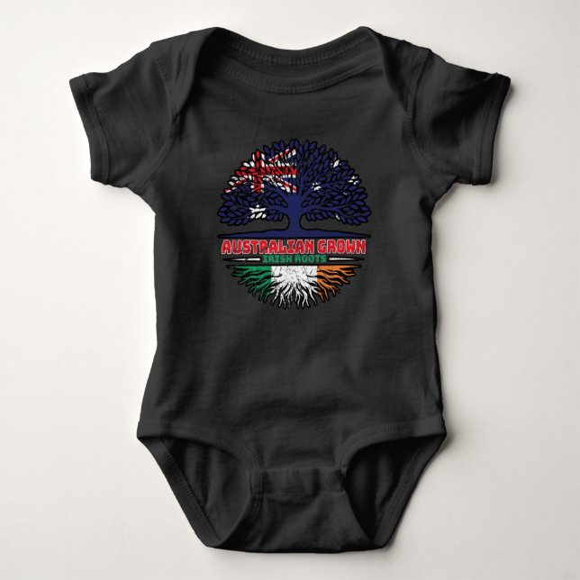 Ireland Irish Australian Australia Tree Roots Flag Baby Bodysuit (Front)