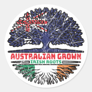 Ireland Irish Australian Australia Tree Roots Flag Classic Round Sticker