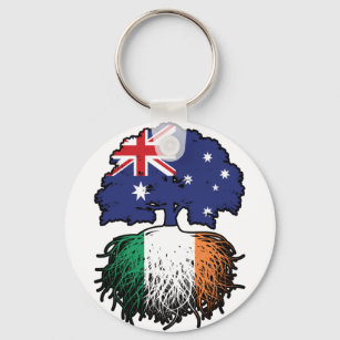 Ireland Irish Australian Australia Tree Roots Flag Key Ring