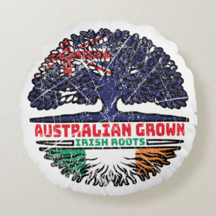 Ireland Irish Australian Australia Tree Roots Flag Round Cushion