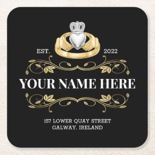 Ireland Irish Claddagh Ring Style Design Square Square Paper Coaster