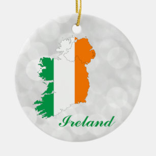 Ireland Irish Flag Map Ceramic Ornament