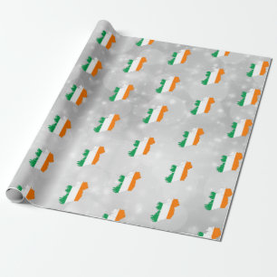 Ireland Irish Flag Map Wrapping Paper