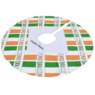 Ireland Irish Flag Tiled Personalised Faux Linen Tree Skirt