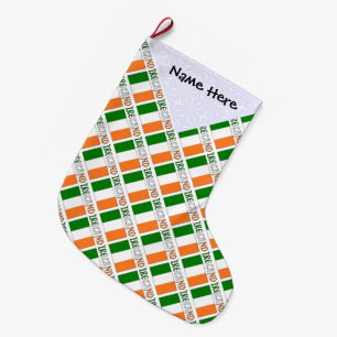 Ireland Irish Flag Tiled Personalised Large Christmas Stocking