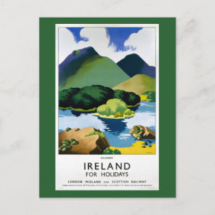 Ireland Killarney Vintage Travel Poster Restored Postcard