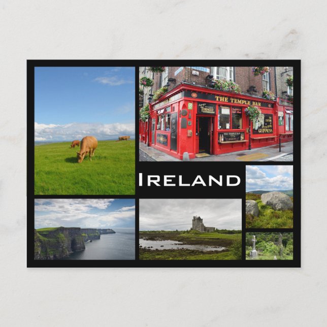 Ireland landscapes black frame collage postcard (Front)