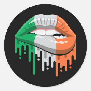 Ireland lips pride root flag classic round sticker