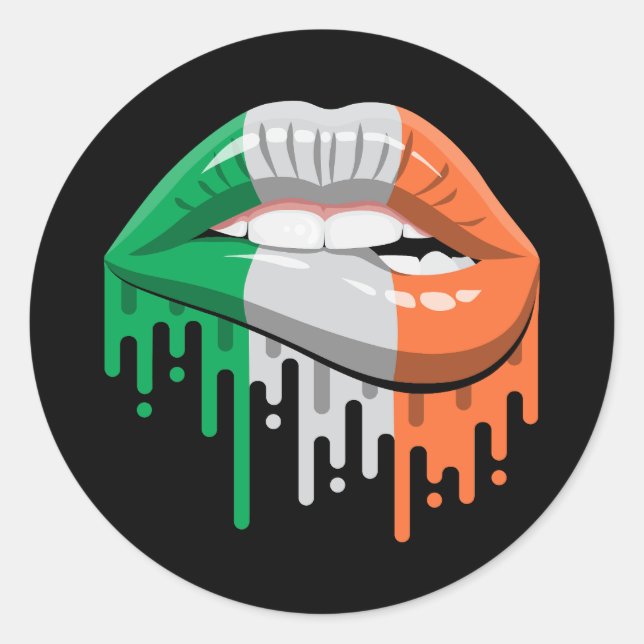 Ireland lips pride root flag classic round sticker (Front)