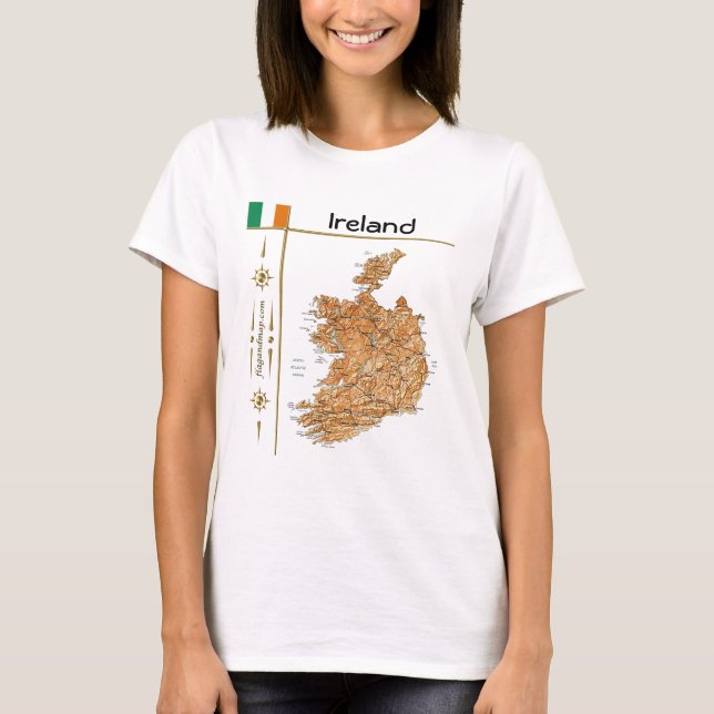 Ireland Map + Flag + Title T-Shirt (Front)