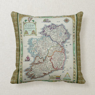 Ireland Map - Irish Eire Erin Cushion Throw Pillow