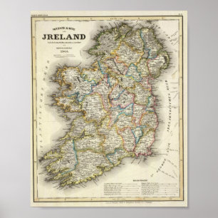 Ireland Map - Irish Eire Erin Historic Map Poster