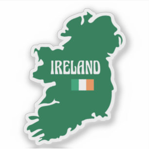 Ireland map outline with name and flag