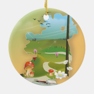 Ireland map vintage travel poster ceramic ornament