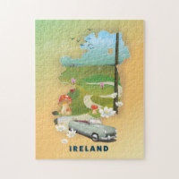 Ireland map vintage travel poster