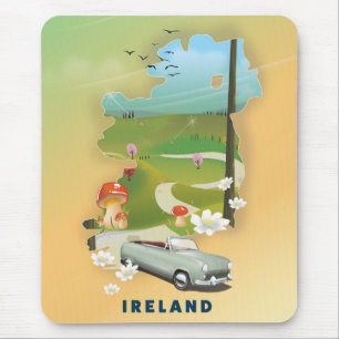 Ireland map vintage travel poster mouse pad