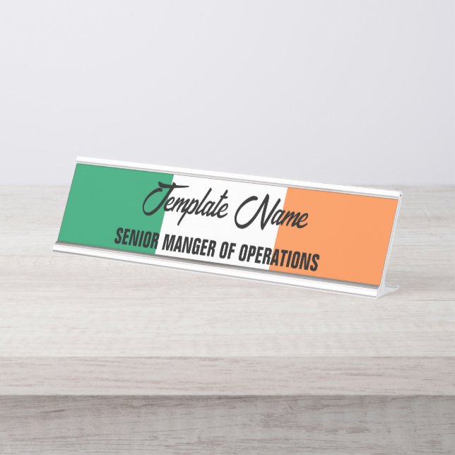 Ireland National Flag, Irish standard, Banner Desk Name Plate (Front)