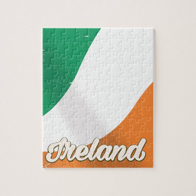 Ireland National Flag retro travel poster Jigsaw Puzzle (Vertical)