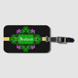 Ireland National Shamrock pink flower-Custom name Luggage Tag
