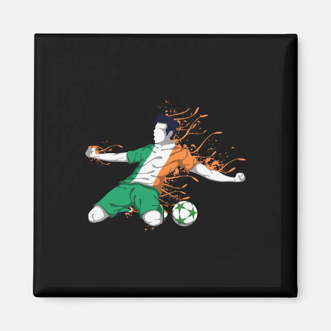 Ireland National Soccer - Irish Flag Footbyll Love Magnet (Front)