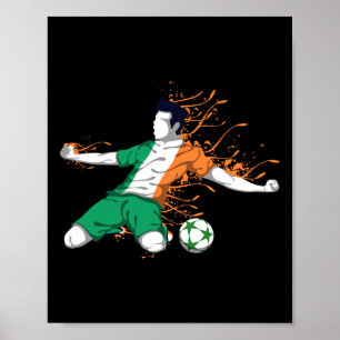 Ireland National Soccer - Irish Flag Footbyll Love Poster