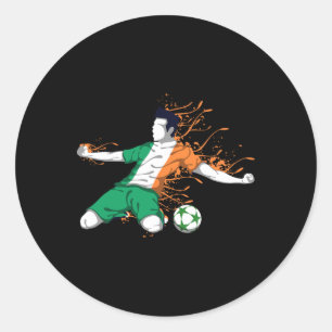 Ireland National Soccer - Irish Flag Footll Lover Classic Round Sticker
