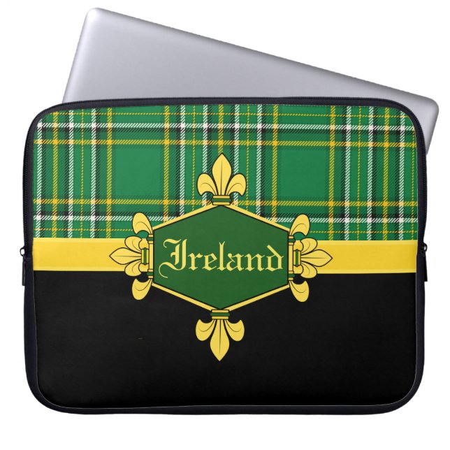 Ireland National Tartan, Customise with name Laptop Sleeve (Front)