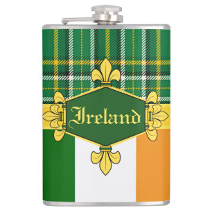 Ireland National Tartan,flag, Customise with name Hip Flask