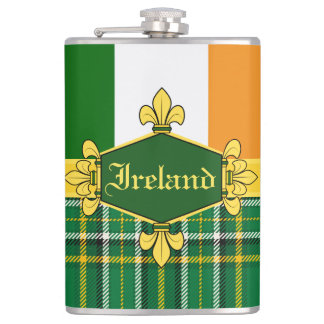 Ireland National Tartan,flag, Customise with name Hip Flask