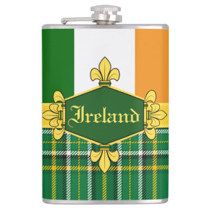 Ireland National Tartan,flag, Customize with name Hip Flask