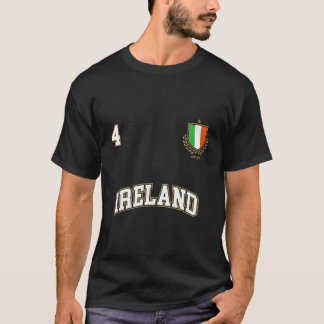 Ireland Number 4 Soccer Team Sports Irish Flag T-Shirt