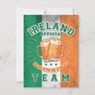 Ireland Official Drinking Team. Funny beer Postcard