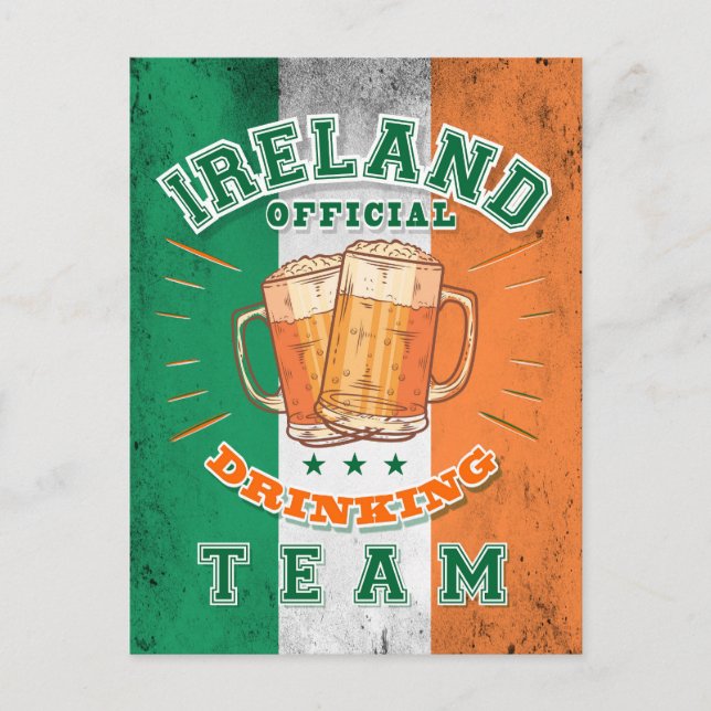 Ireland Official Drinking Team. Funny beer Postcard (Front)