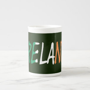 Ireland overlaid on Irish Flag mugcnt Bone China Mug