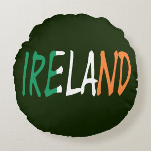 Ireland overlaid on Irish Flag Round tpcn Cushion