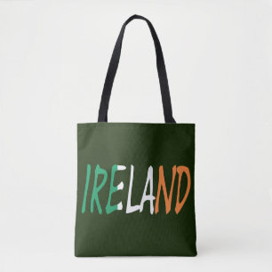 Ireland overlaid on Irish Flag stcn Tote Bag