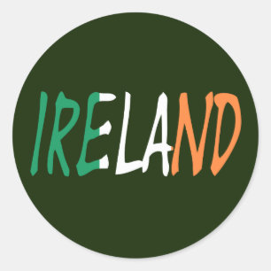 Ireland overlaid on Irish Flag stkcnt Classic Round Sticker