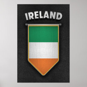 Ireland Pennant with high quality leather look Poster