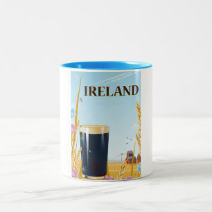 Ireland pint landscape travel poster Two-Tone coffee mug