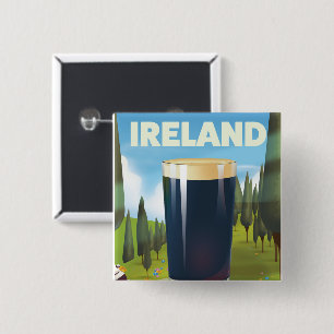 Ireland Pint Travel poster 15 Cm Square Badge