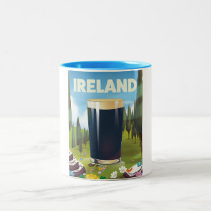 Ireland Pint Travel poster Two-Tone Coffee Mug