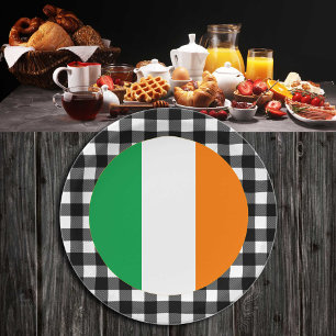 Ireland Plate, buffalo plaid & Irish Flag Paper Plate