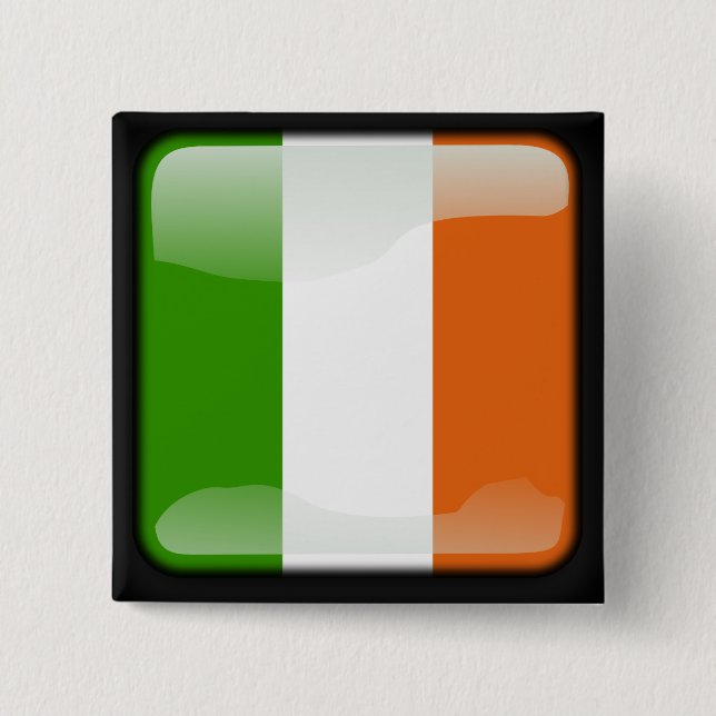 Ireland polished flag 15 cm square badge (Front)